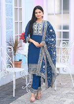 Thumbnail for Teeya Creation Blue Color Faux Georgette Silk Heavy Embroidery Work Fully Stitched Salwar Suit