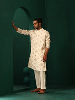 Thumbnail for trueBrowns Men's Ivory Peach Cotton Kurta - Distacart