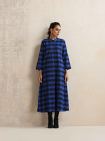 Thumbnail for trueBrowns Blue Check Flared Winter Dress