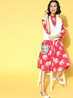 Thumbnail for InWeave Red Elephant Flared Dress