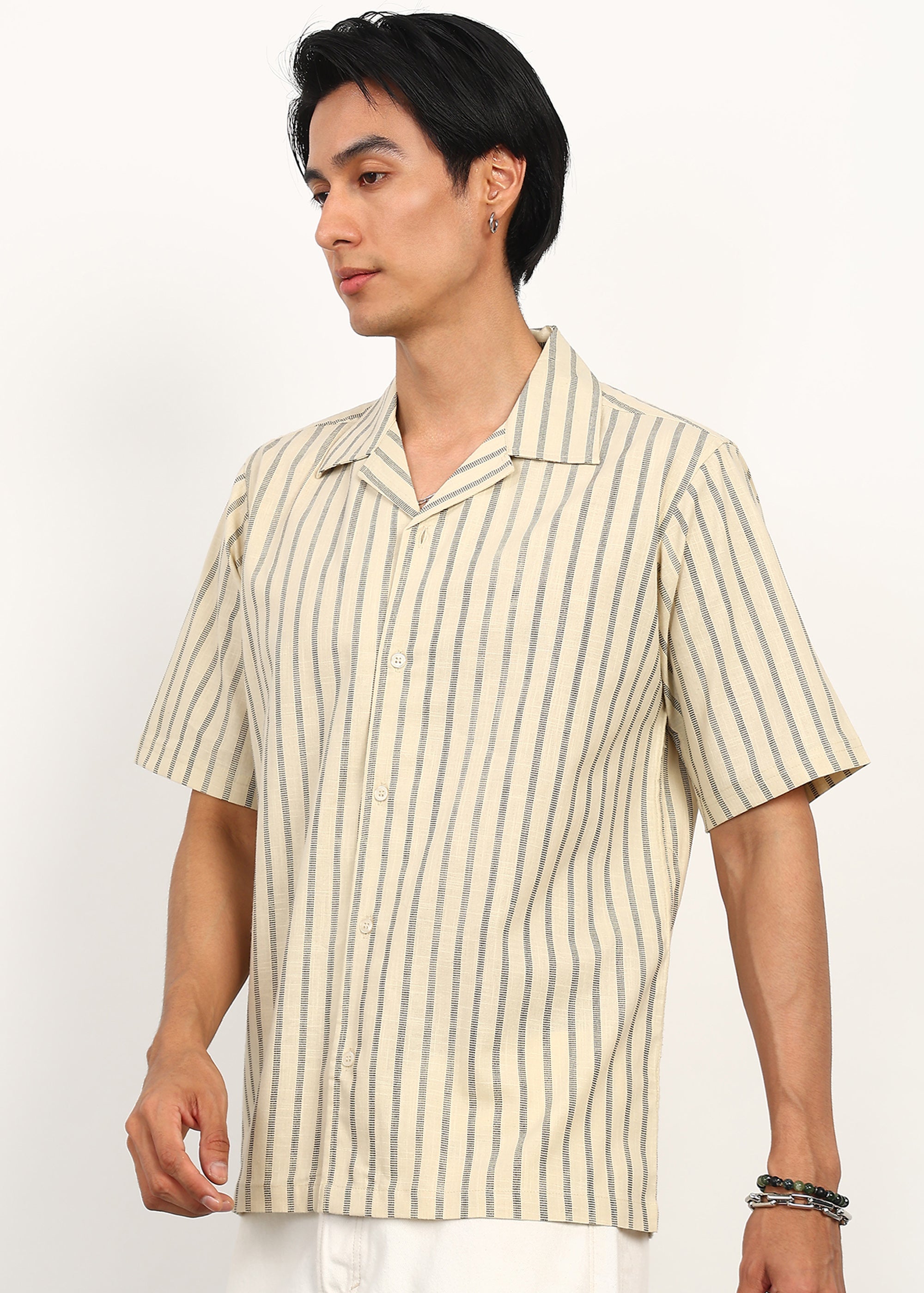 Fabmade Ivory Stripe Calm Shirt - Distacart