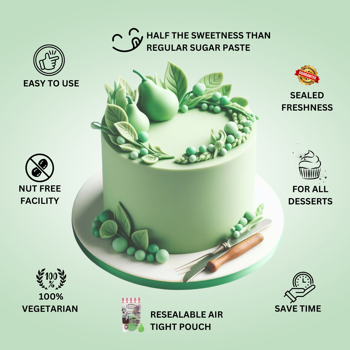 confect pea green sugarpaste br b 1 kg b