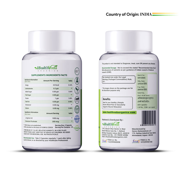 Health Veda Organics L Arginine Veg Capsules - Distacart