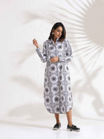 Thumbnail for trueBrowns White Cotton Print Shirt Dress