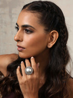 Thumbnail for trueBrowns Silver Tone Dome Ring - Distacart