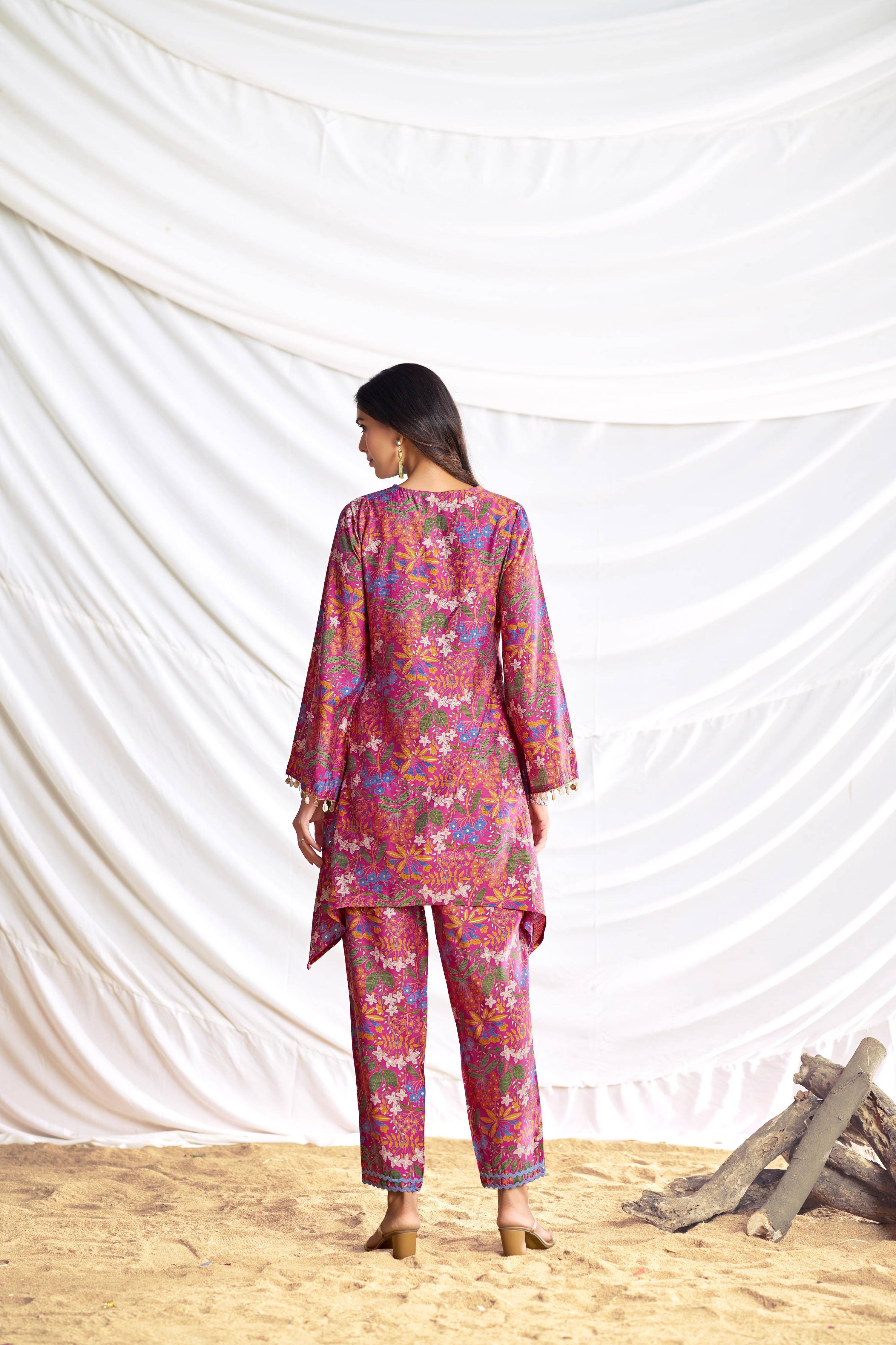 BulBul Dharvi Chanderi Fuschia Co-Ord Set