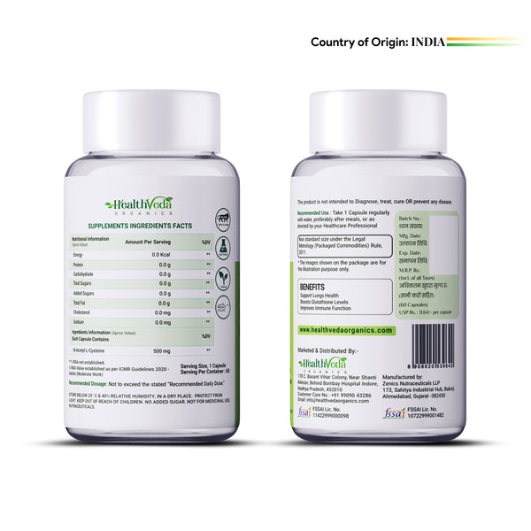Health Veda Organics N - Acetyl L - Cysteine Veg Capsules - Distacart