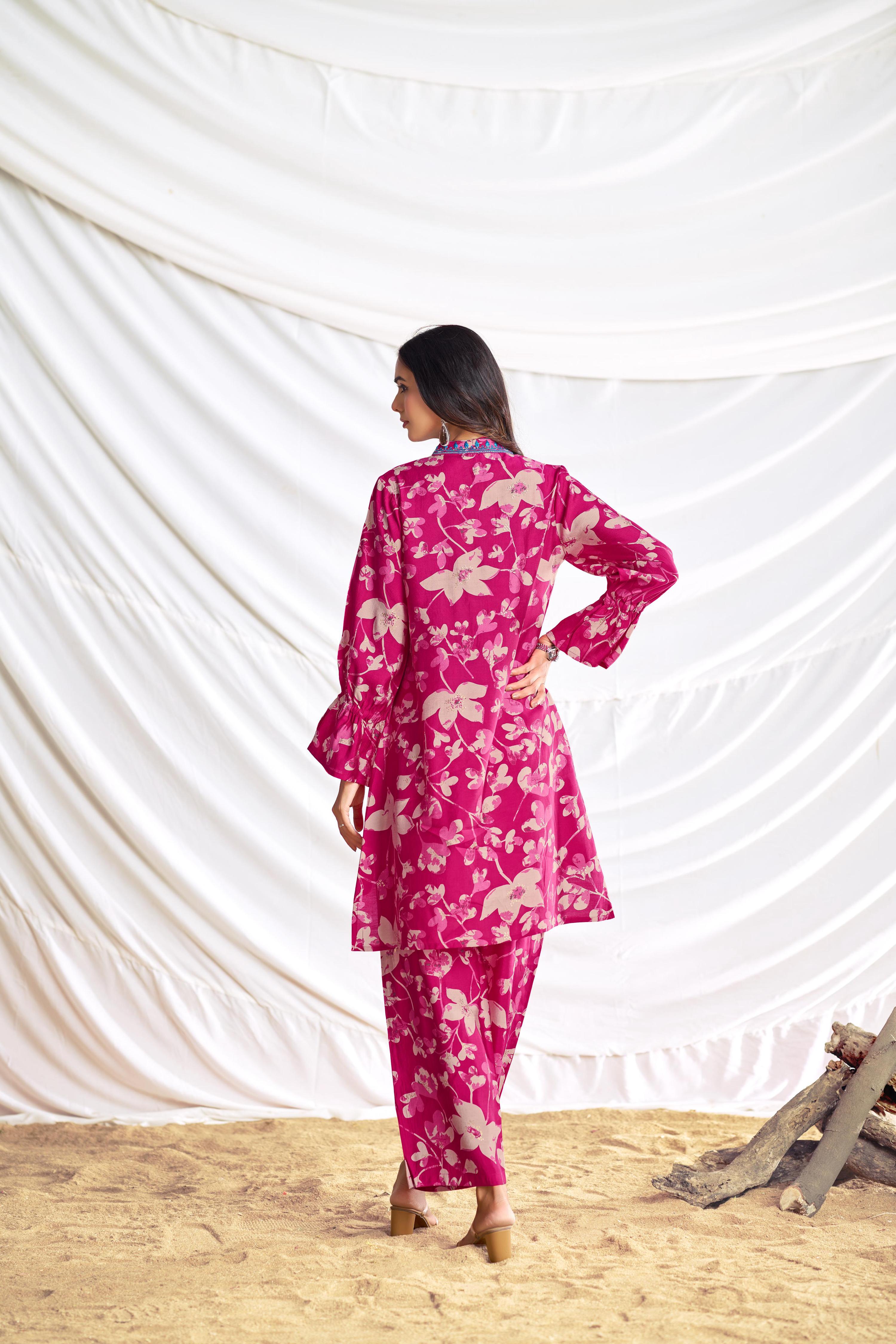 BulBul Preha Fuschia Chanderi Co-Ord Set