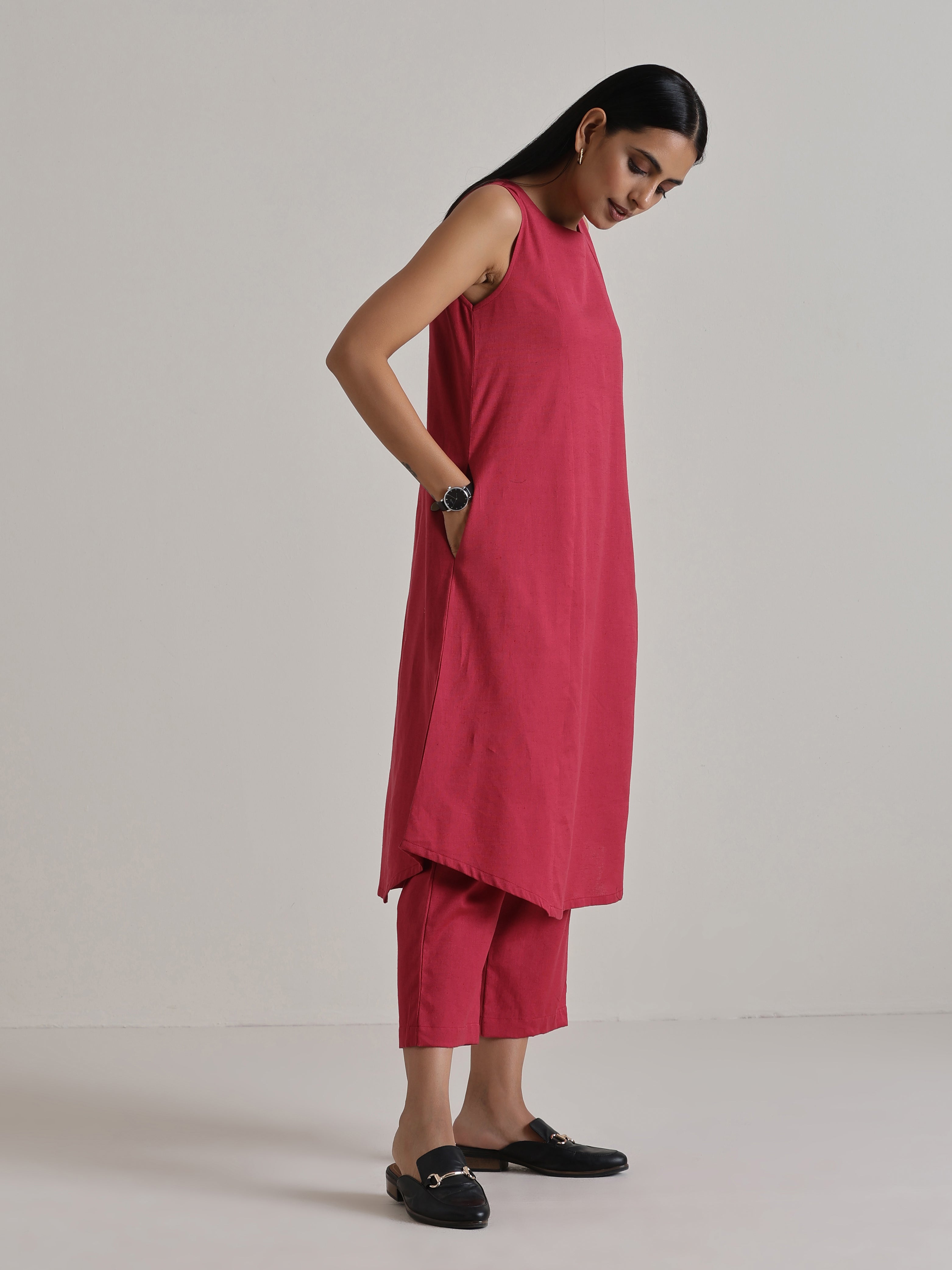 trueBrowns Honey Red Panelled Co-ord Set - Distacart
