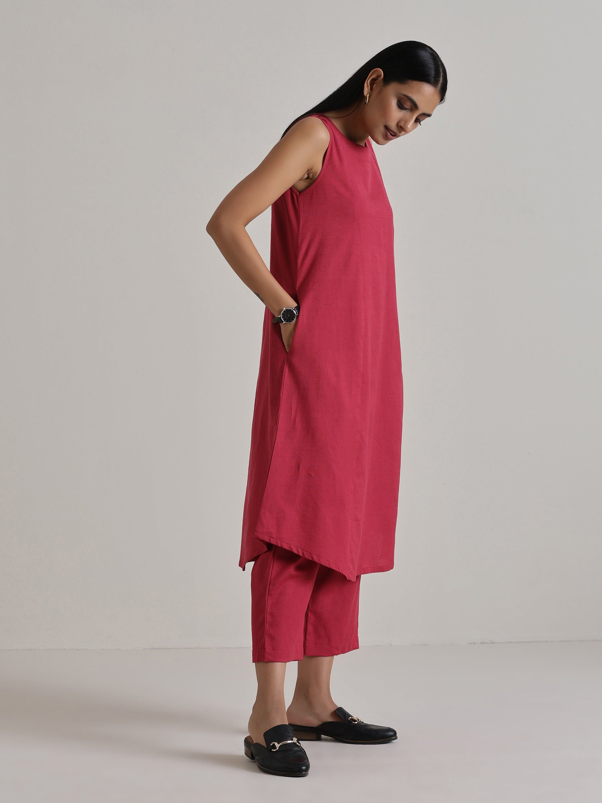 trueBrowns Honey Red Panelled Co-ord Set - Distacart