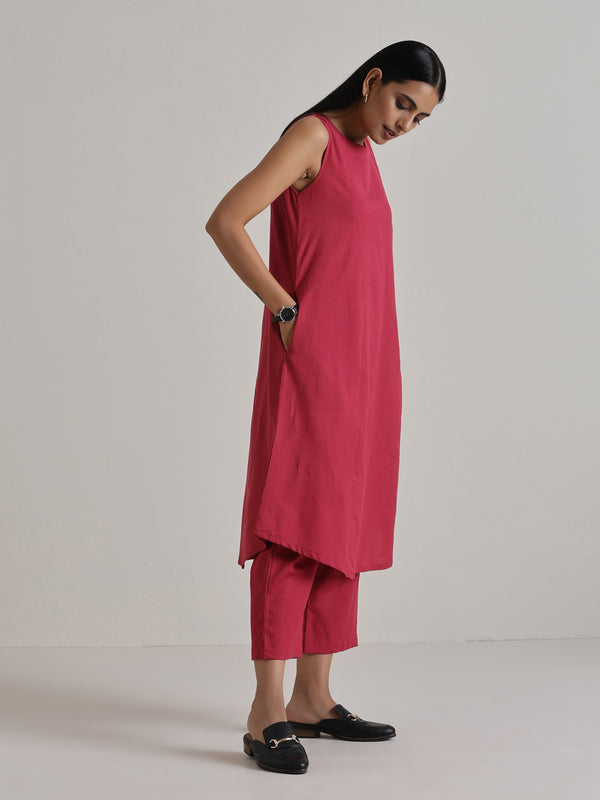trueBrowns Honey Red Panelled Co-ord Set - Distacart