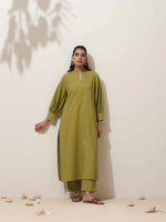 Thumbnail for trueBrowns Pear Green Cotton Linen Kurta Pant Set