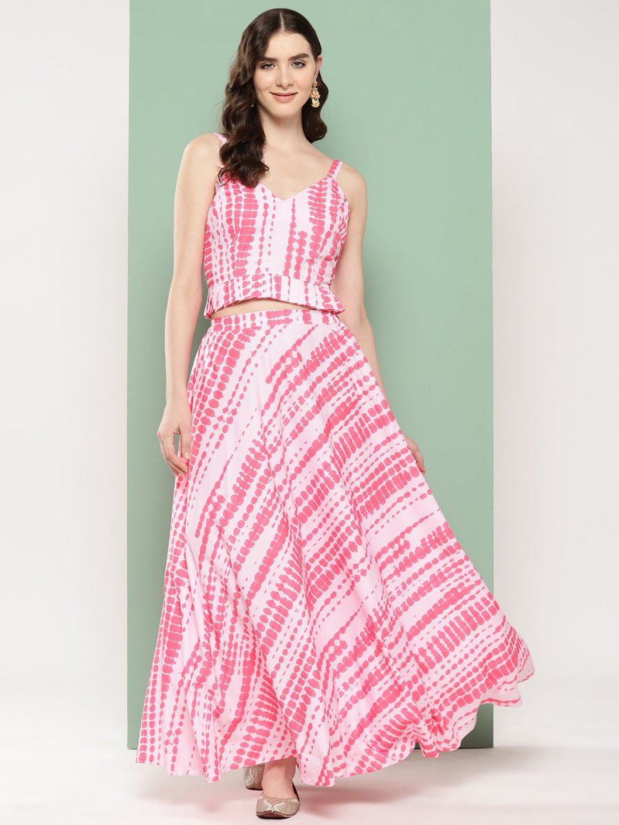 Ahalyaa Printed Ethnic Crop Top with Skirt - Distacart
