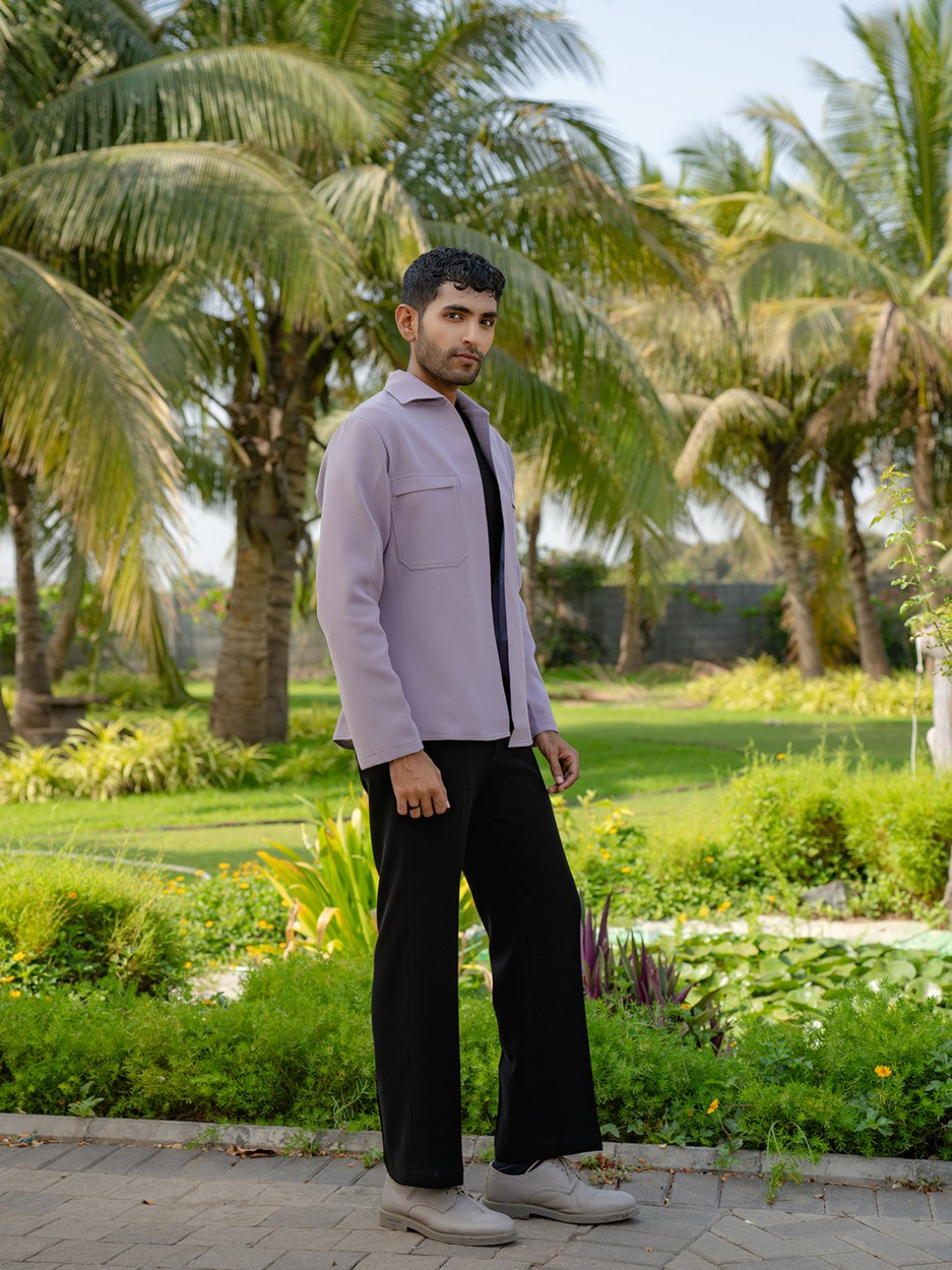 The Regal Layer Lavender Shacket by Hilo Design