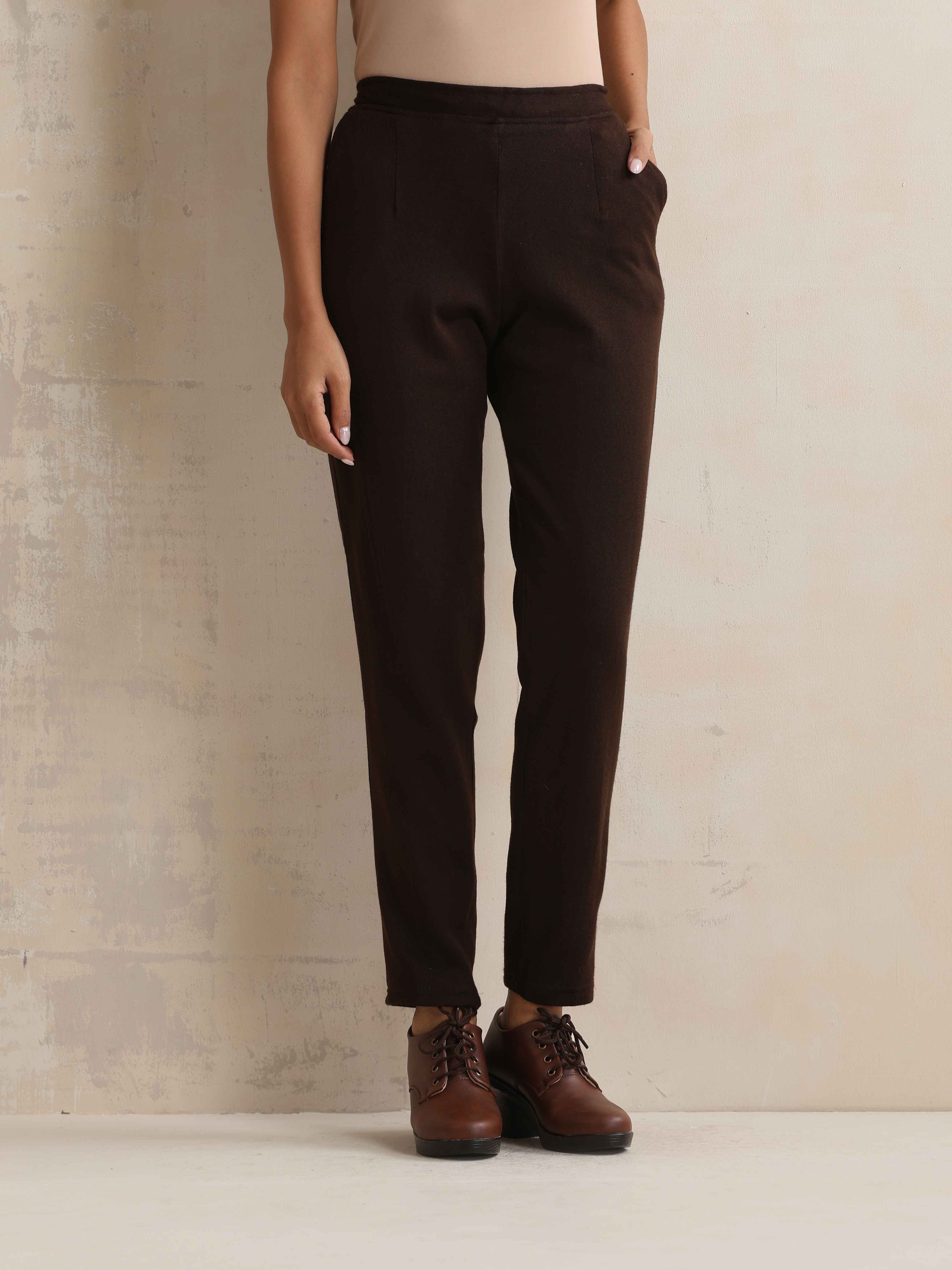 trueBrowns Brown Woollen Pants - Distacart