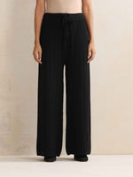 Thumbnail for trueBrowns Black Woollen Flared Pants