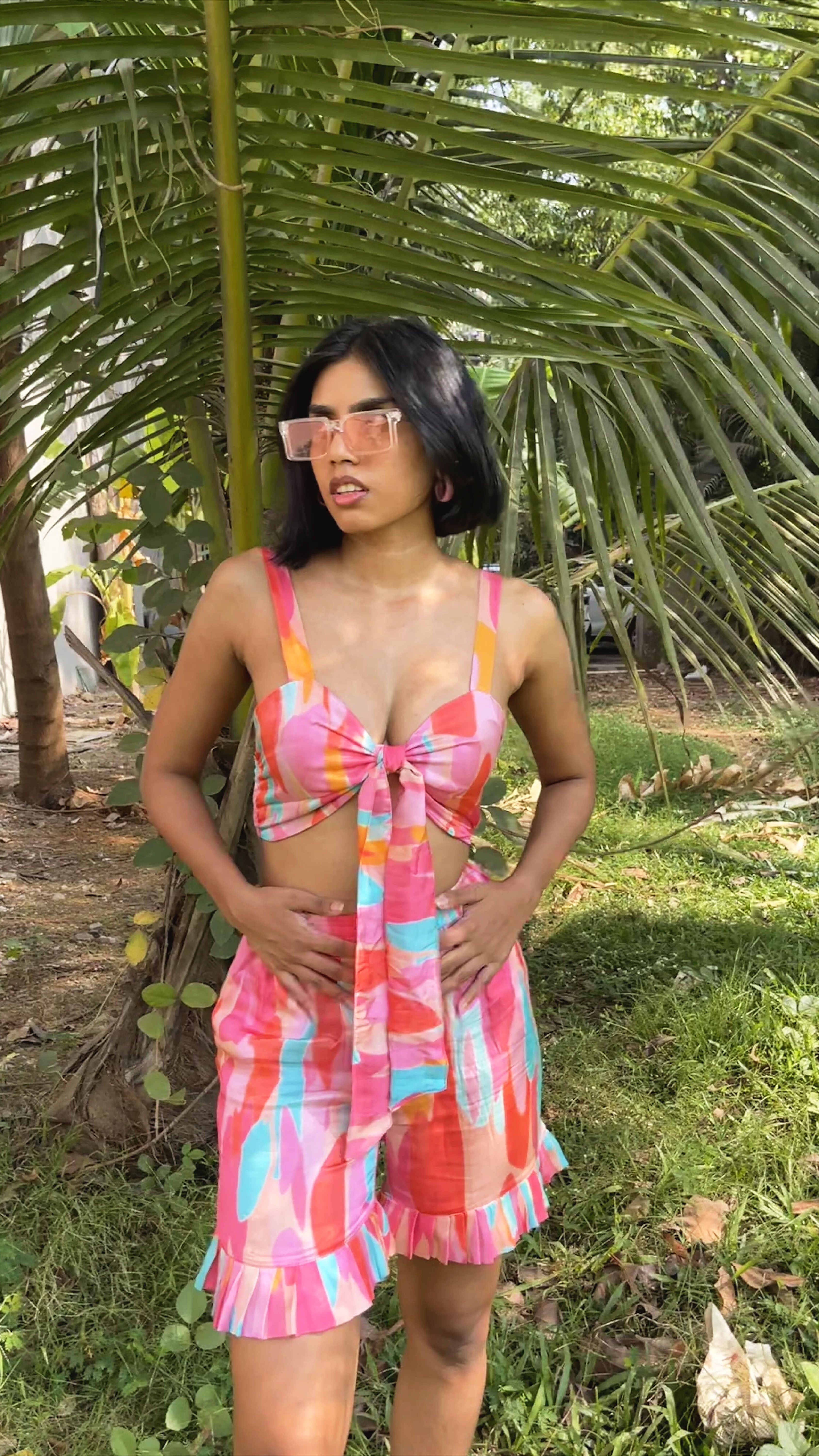 Noroke Modal satin Marble Print Co-Ord Set Women - Distacart