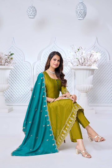 Anaita L Green Anarkali Readymade Suit with Embroidery Work - Dista