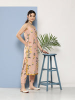 Thumbnail for Ahalyaa Women Nude-Coloured Floral Printed Gotta Patti Kurta with Trousers & With Dupatta - Distacart