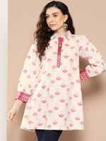 Thumbnail for Ahalyaa Shirt Collar Printed Tunic - Distacart