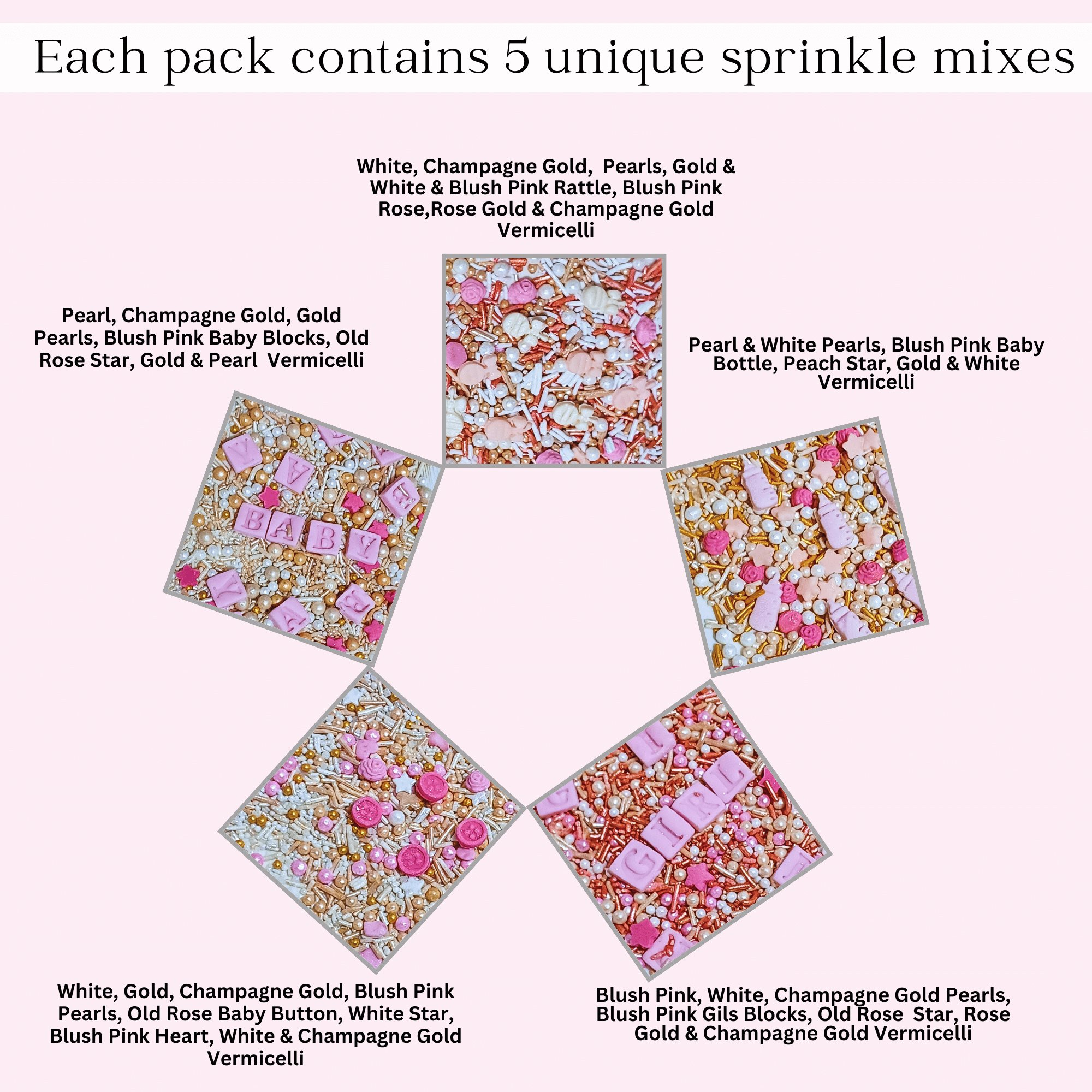 confect girls baby shower sprinkles edible sprinkles pack of 5 baby shower 14