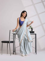 Thumbnail for trueBrowns Grey Muslin Silk Saree