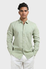 Thumbnail for Xkind Pista Green Textured Slim Fit Shirt