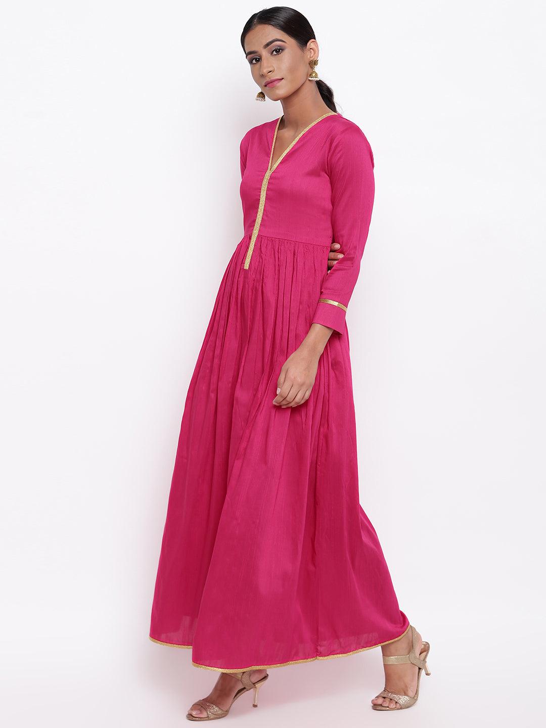 trueBrowns Pink Gold Lace Dress - Distacart