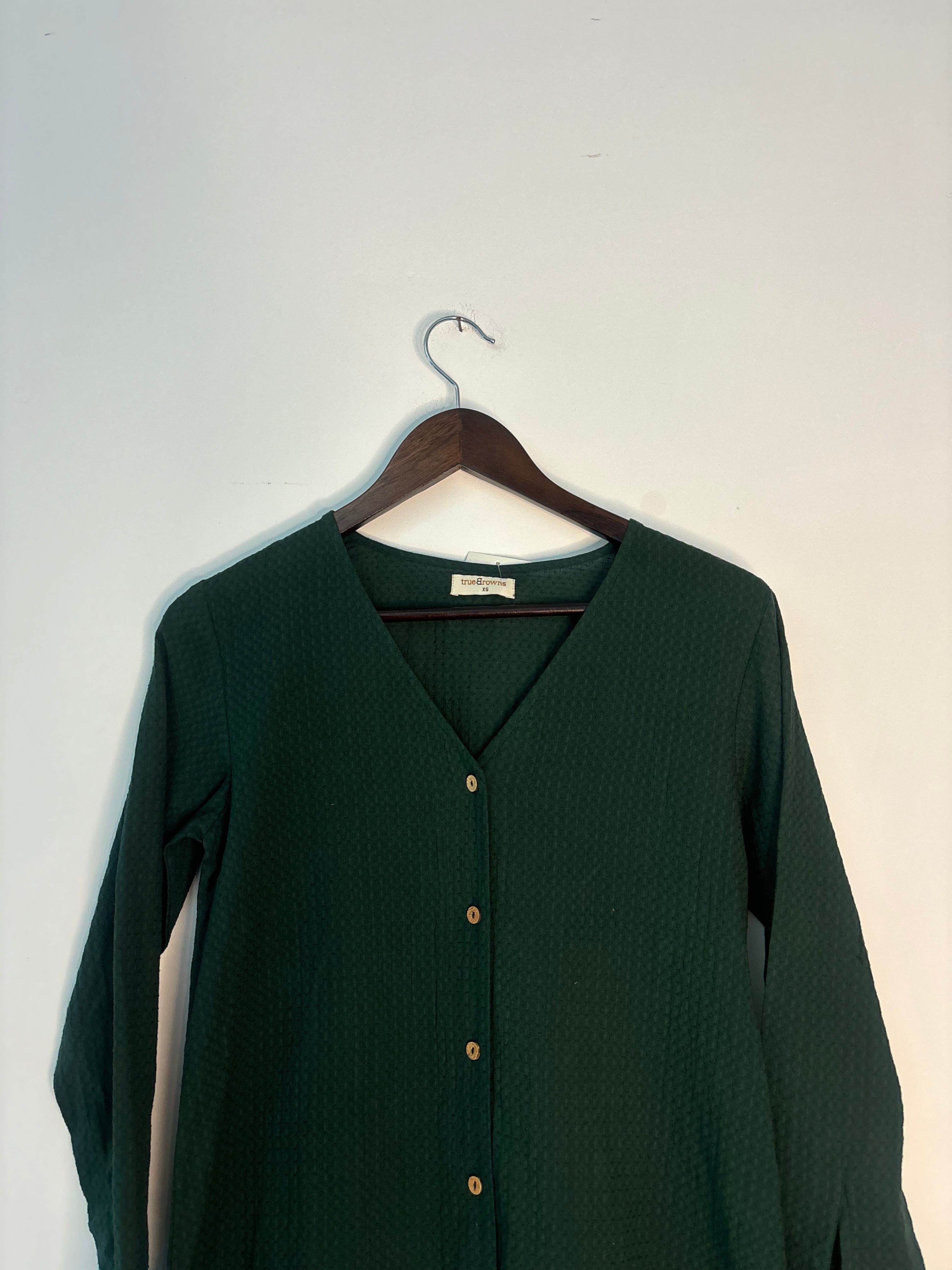 trueBrowns Dark Green Dobby Top - Distacart