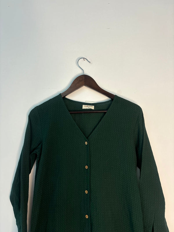 trueBrowns Dark Green Dobby Top