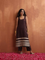 Thumbnail for trueBrowns Brown Metallic Straight Kurta Set - Distacart