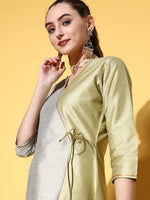 Thumbnail for Ahalyaa Women Green Art Silk Fluid Tie-Up Kurta - Distacart