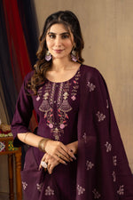 Thumbnail for Pramukh Fab Wine Color Viscose Kurta Set - Distacart