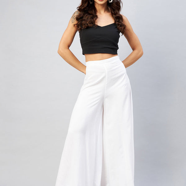 InWeave Solid White Palazzo - Distacart