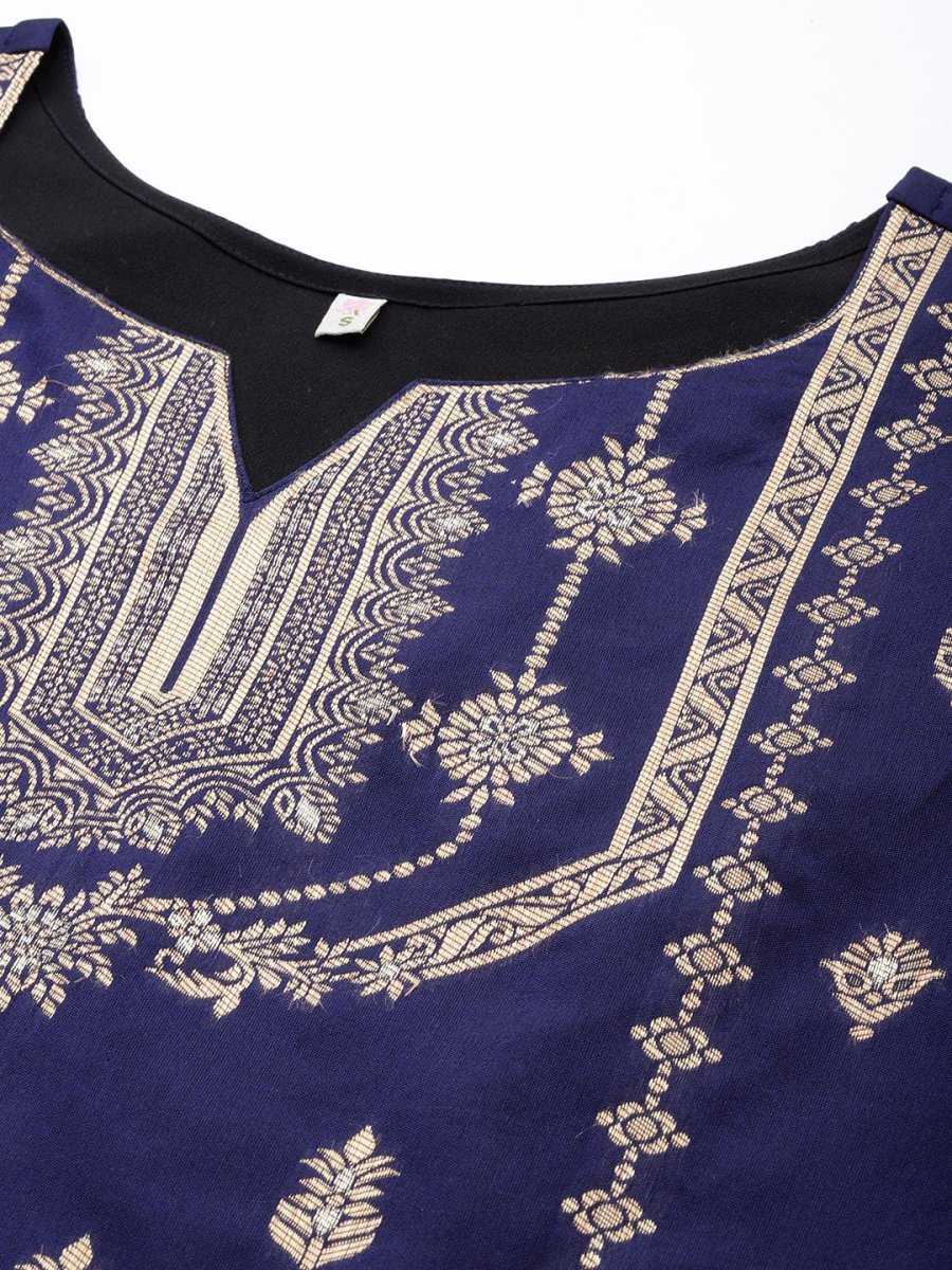 Ahalyaa Unstitched Navy Blue Dress Material - Distacart