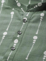 Thumbnail for Fabmade Green And White Printed Straight Kurta