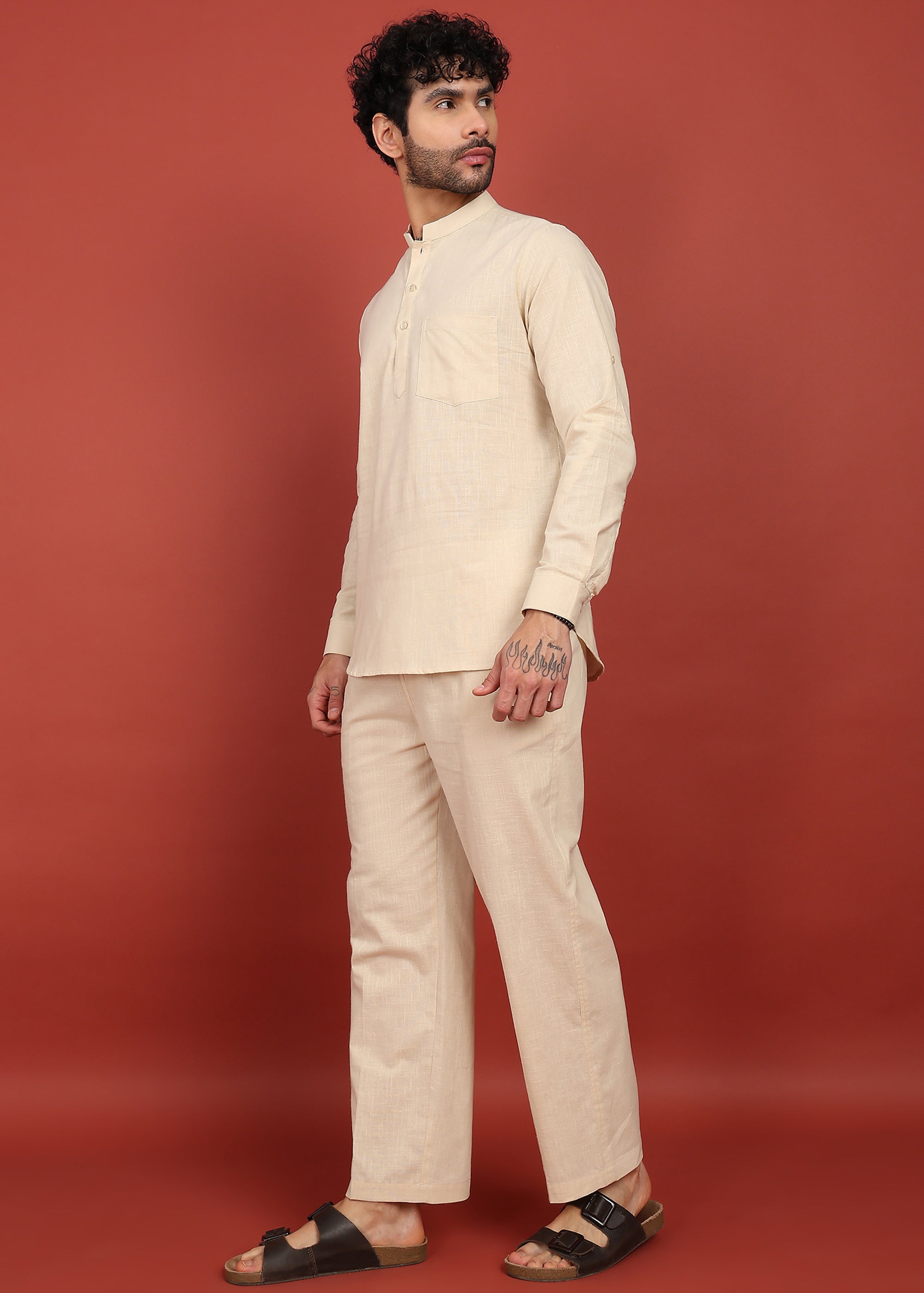 Fabmade Ivory Ease Short Kurta Co-Ord Set - Distacart