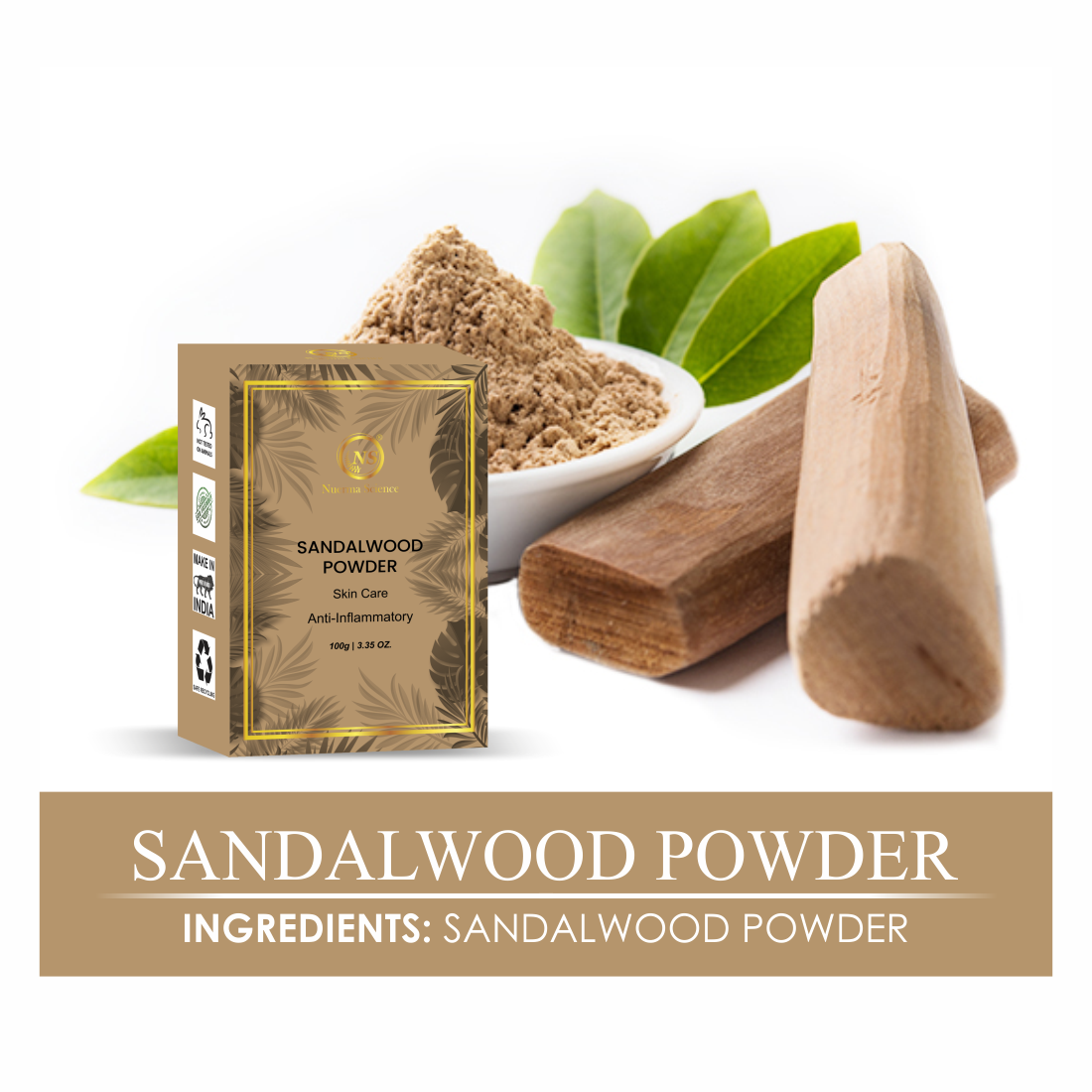 Nuerma Science Sandalwood(Chandan)  Powder for De Tan, Glowing skin & Ageing Marks - Distacart