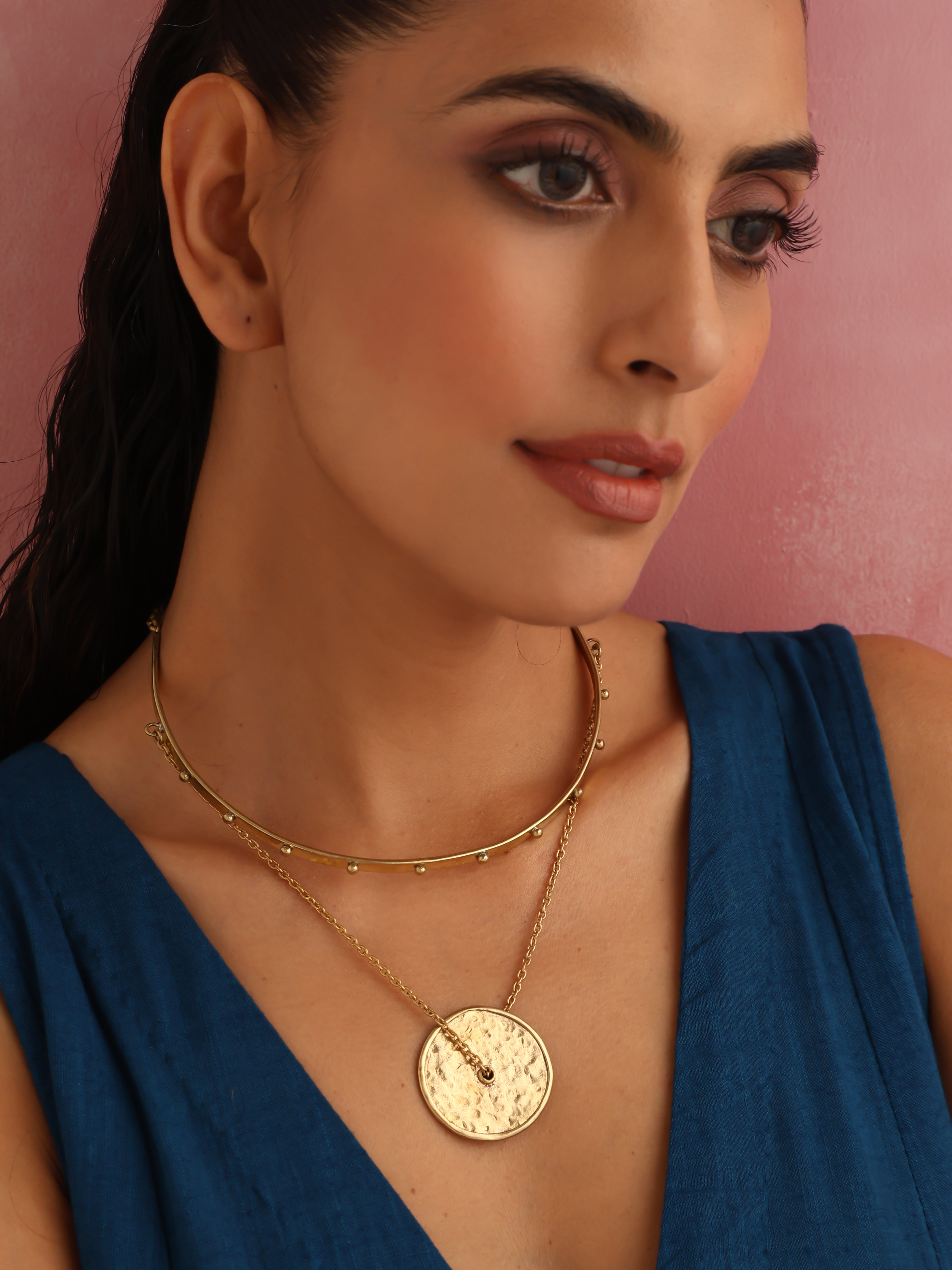 trueBrowns Brass Circular Layererd Necklace - Distacart