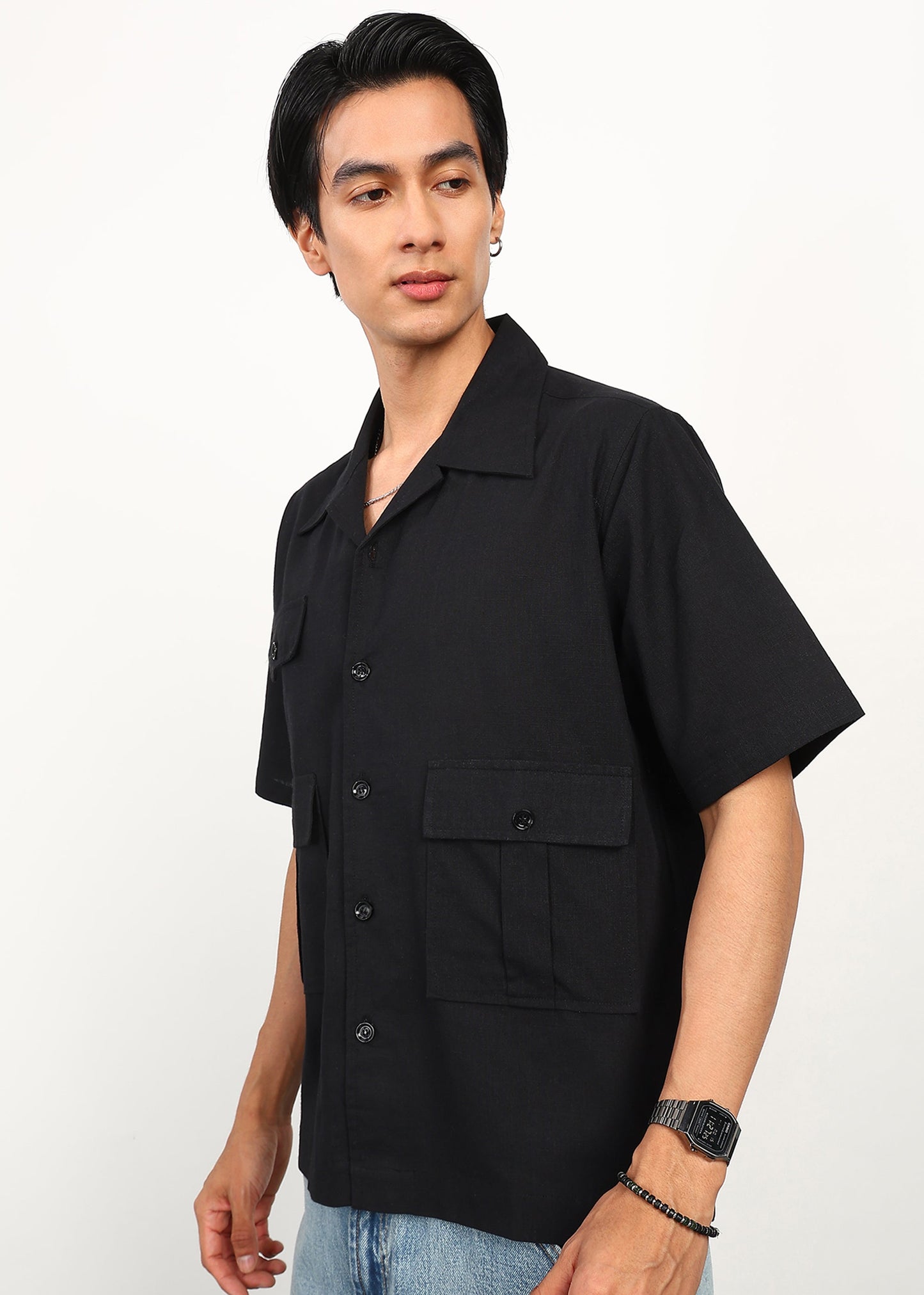 Fabmade 3 Pocket Black Shirt - Distacart