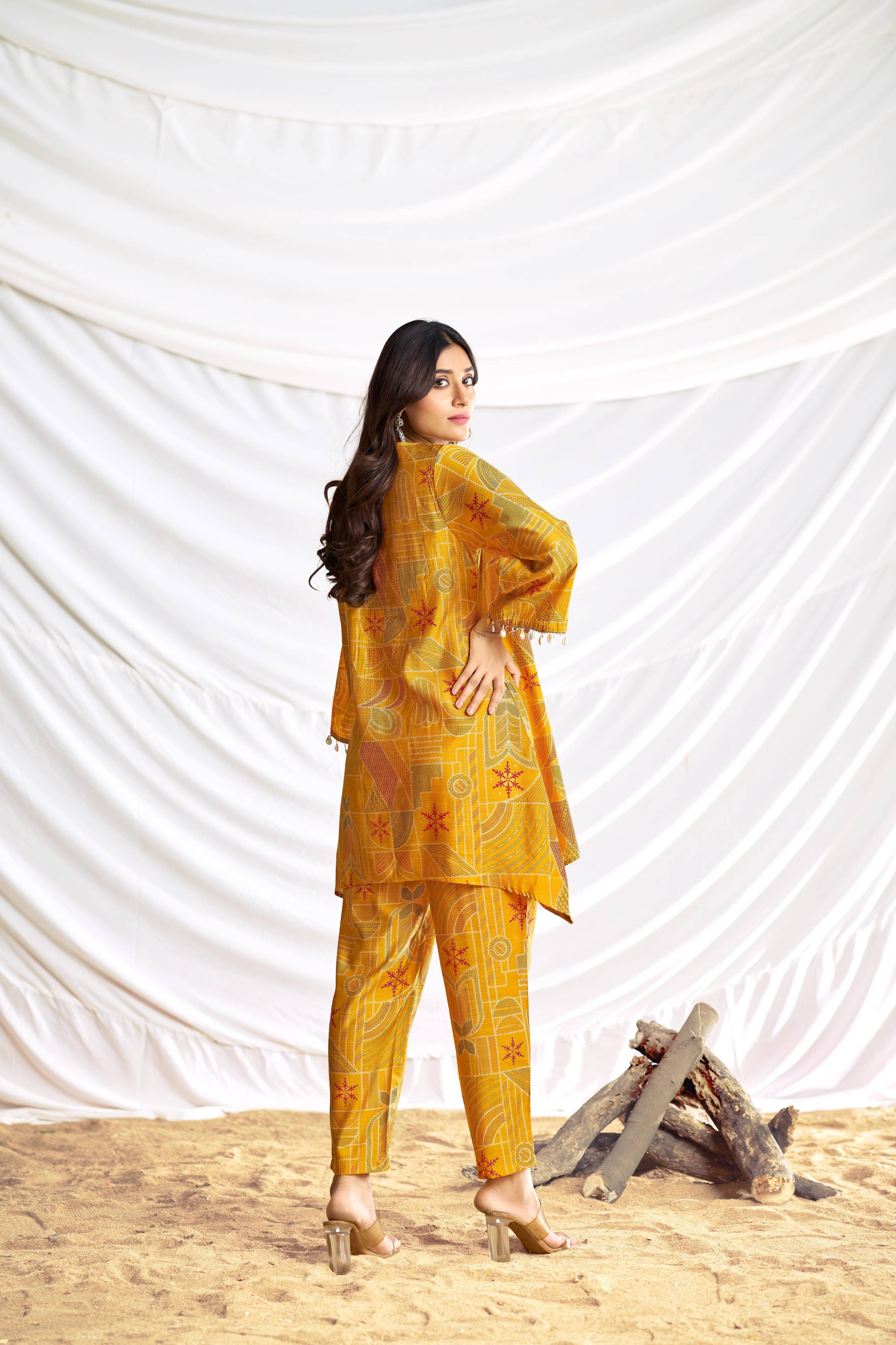 BulBul Ashka Chanderi Mustard Co-Ord Set