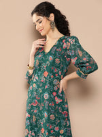 Thumbnail for Ahalyaa Women Floral Printed Regular Gotta Patti Kurta with Palazzos - Distacart