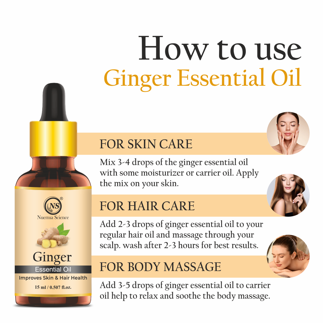 Nuerma Science Pure Ginger Oil For Skin, Body & Hair Care