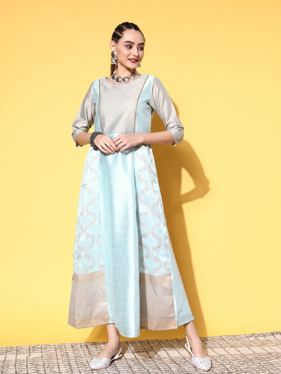 Ahalyaa Women Blue Ethnic Motifs Dress - Distacart
