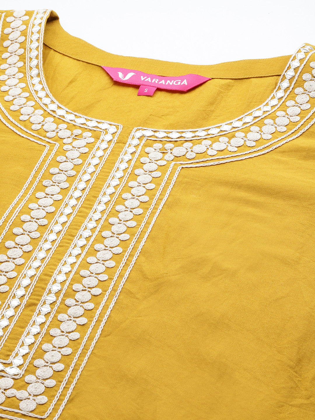 Varanga Women Yellow Embroidered Kurta With Tonal Bottom And Tonal Dupatta - Distacart