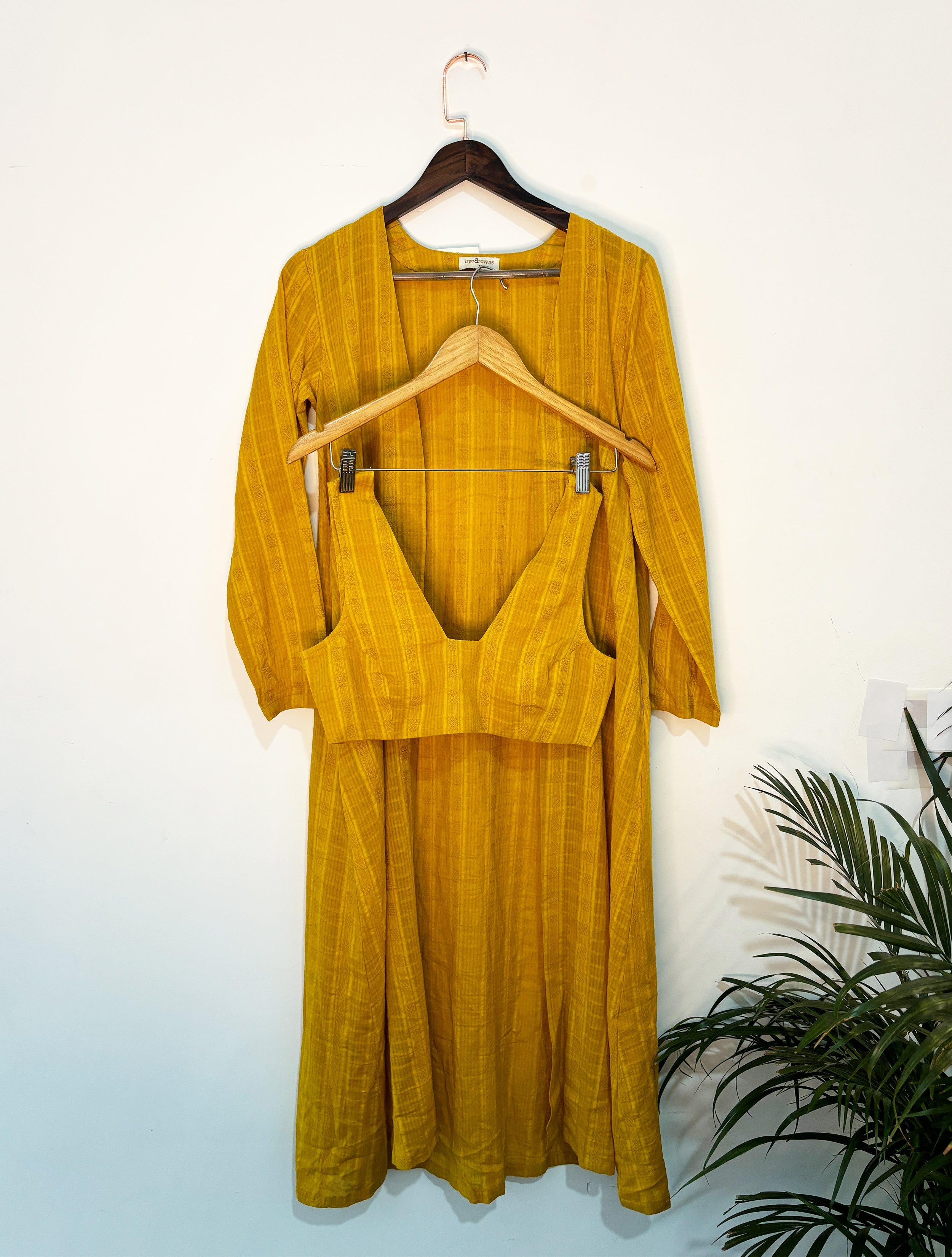 trueBrowns Mustard Jacket Top Pant Set - Distacart