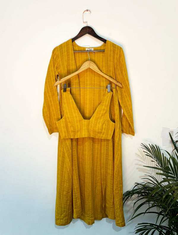 trueBrowns Mustard Jacket Top Pant Set