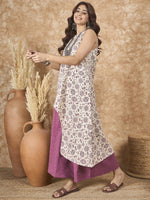 Thumbnail for InWeave Dusty Mauve Side Asymmetric Kurta Set