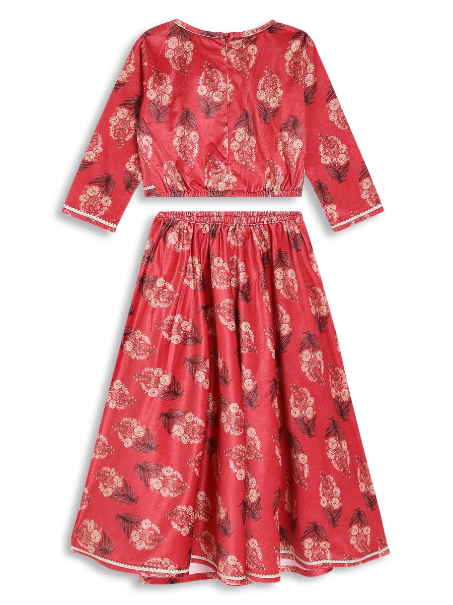 Ahalyaa Girls Floral Printed Velvet Ready to Wear Kids Lehenga Choli - Distacart