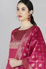 Thumbnail for Ahika Women Red Yoke Design Kurta Trousers With Dupatta - Distacart